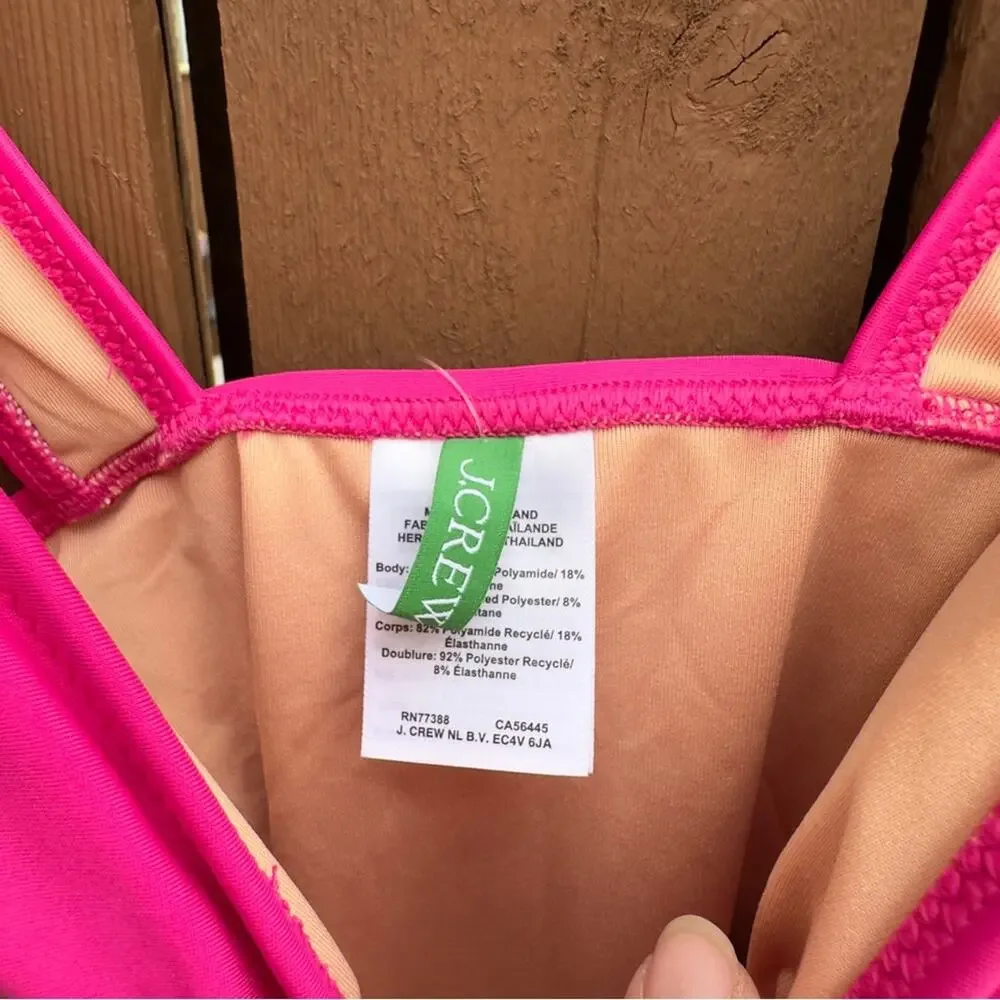 J. Crew | NWT Size 2 Ruched V Neck One Piece Fuchsia Bathing Suit Style BC116